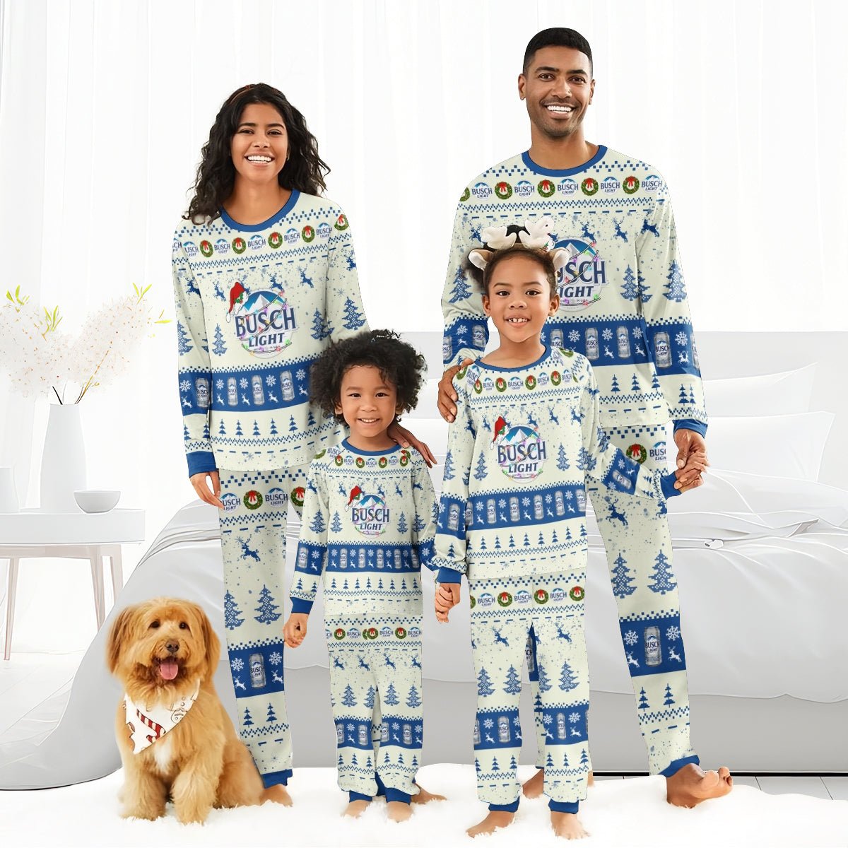Busch Light Christmas Reindeer Family Pajamas Set - Flexiquor.com