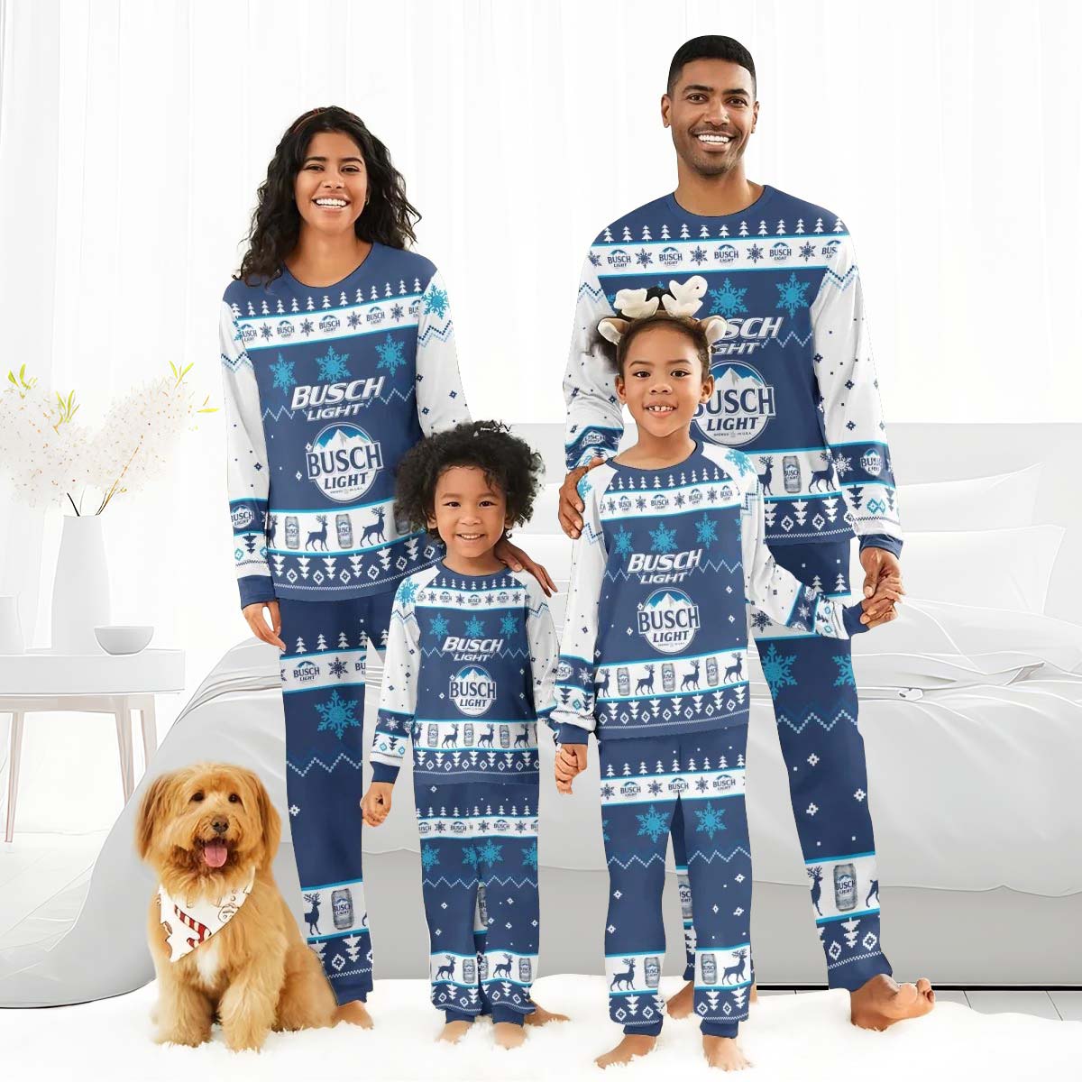 Busch Light Christmas Snowfall Family Pajamas Set - Flexiquor.com