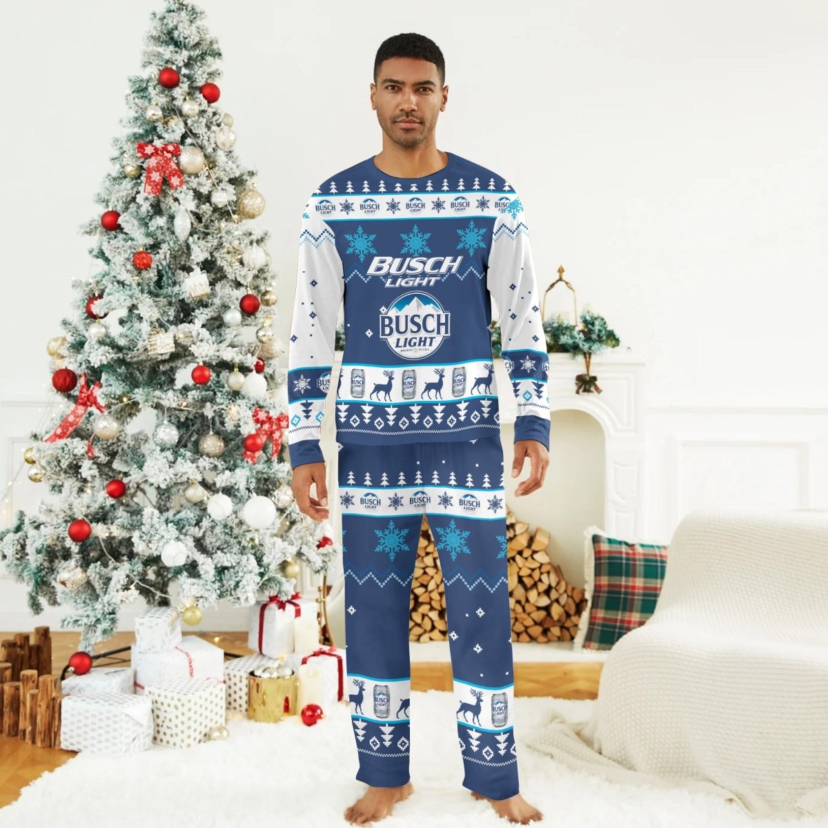 Busch Light Christmas Snowfall Family Pajamas Set - Flexiquor.com