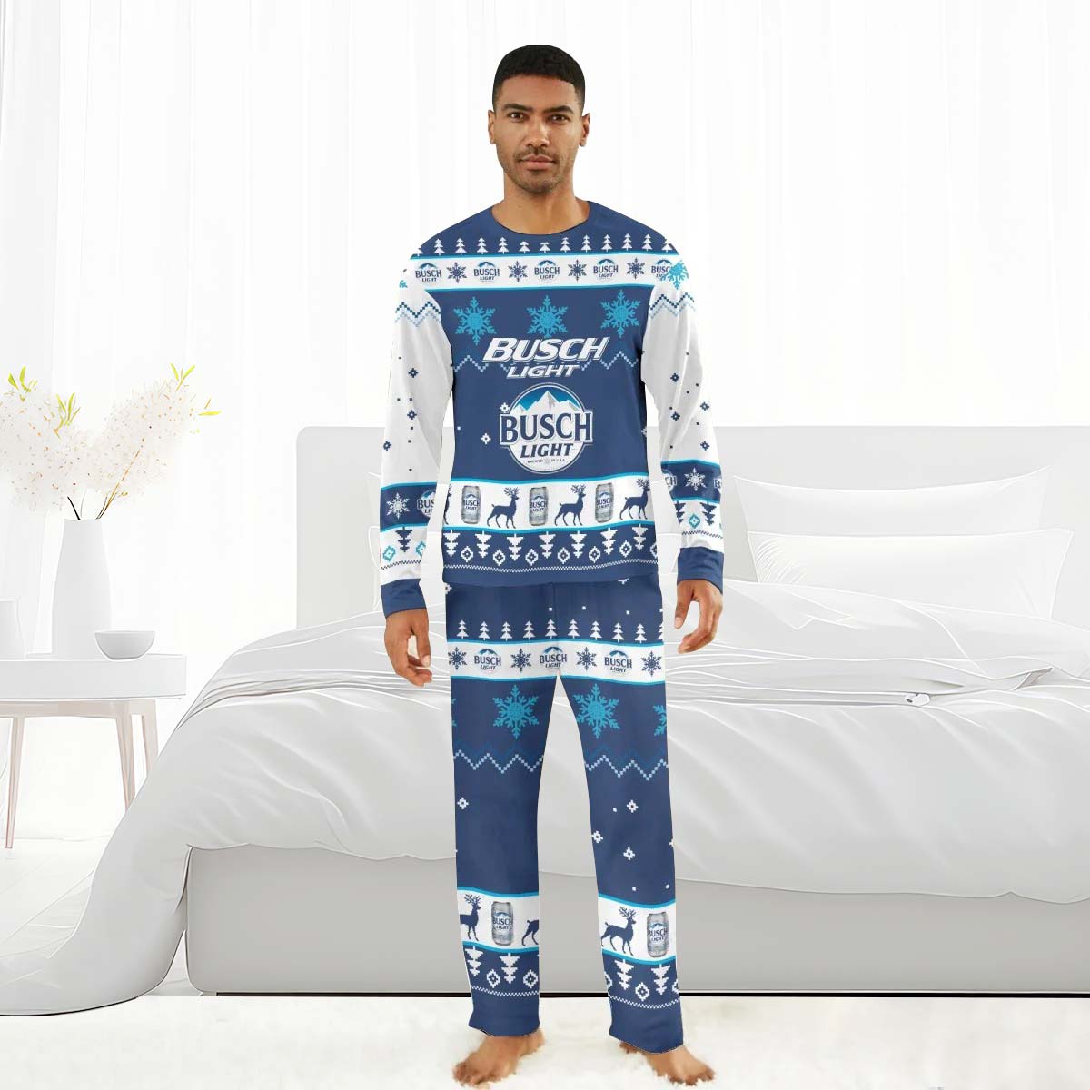 Busch Light Christmas Snowfall Family Pajamas Set - Flexiquor.com