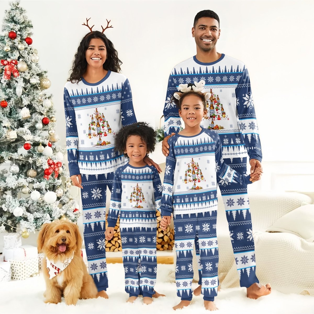 Busch Light Christmas Tree Family Pajamas Set - Flexiquor.com