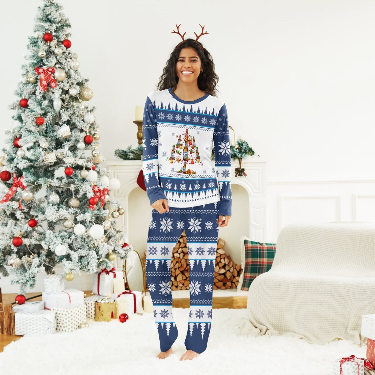 Busch Light Christmas Tree Family Pajamas Set - Flexiquor.com