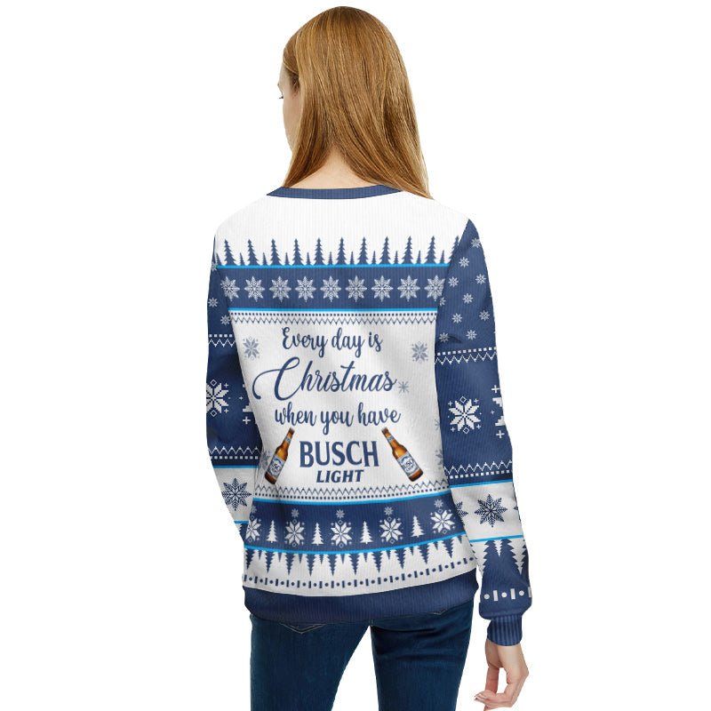 Busch Light Christmas Tree Ugly Sweater - Flexiquor.com