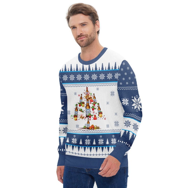 Busch Light Christmas Tree Ugly Sweater - Flexiquor.com