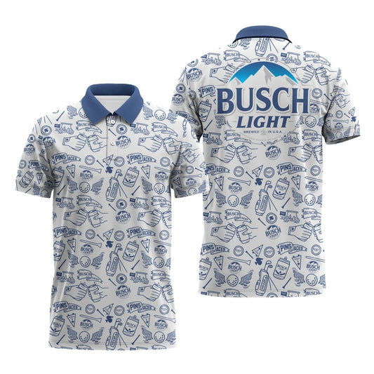 Busch Light Doodle Art Polo Shirt - Flexiquor.com