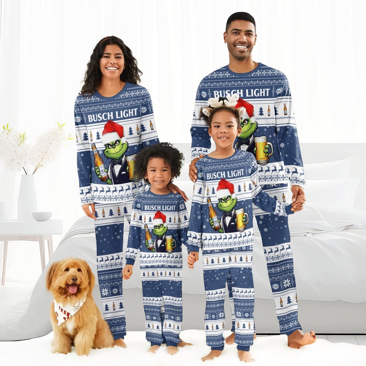 Busch Light Grinch Christmas Family Pajamas Set - Flexiquor.com