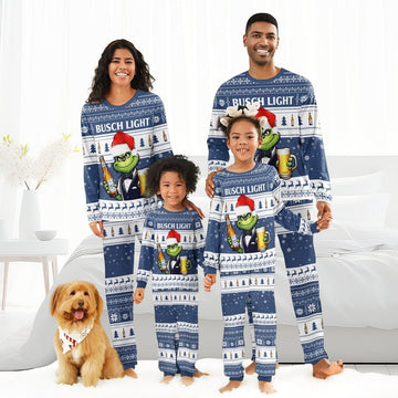 Busch Light Grinch Christmas Family Pajamas Set - Flexiquor.com