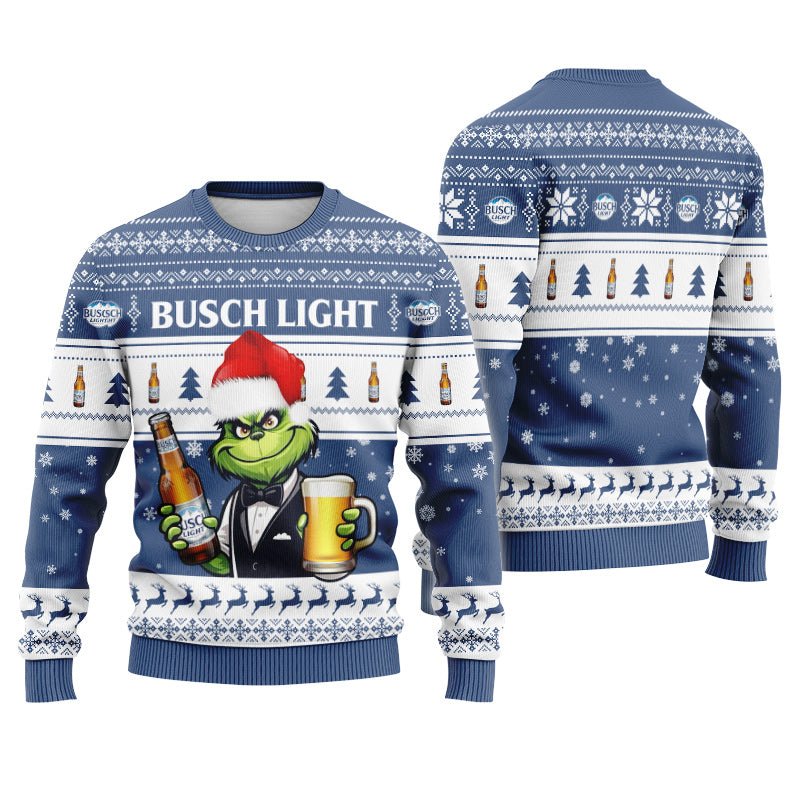 Busch Light Grinch Christmas Ugly Sweater - Flexiquor.com