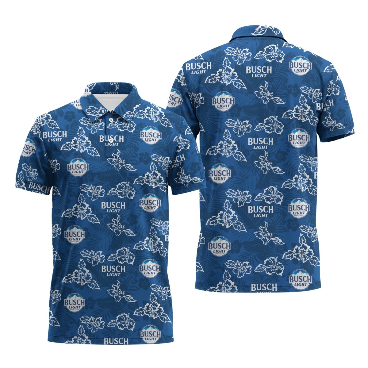 Busch Light Hibiscus Flower Polo Shirt - Flexiquor.com