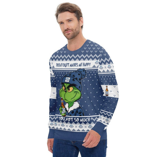 Busch Light Make Grinch Happy Ugly Sweater - Flexiquor.com