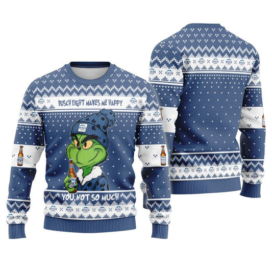 Busch Light Make Grinch Happy Ugly Sweater - Flexiquor.com