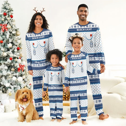 Busch Light Merry Chistmas Family Pajamas Set - Flexiquor.com