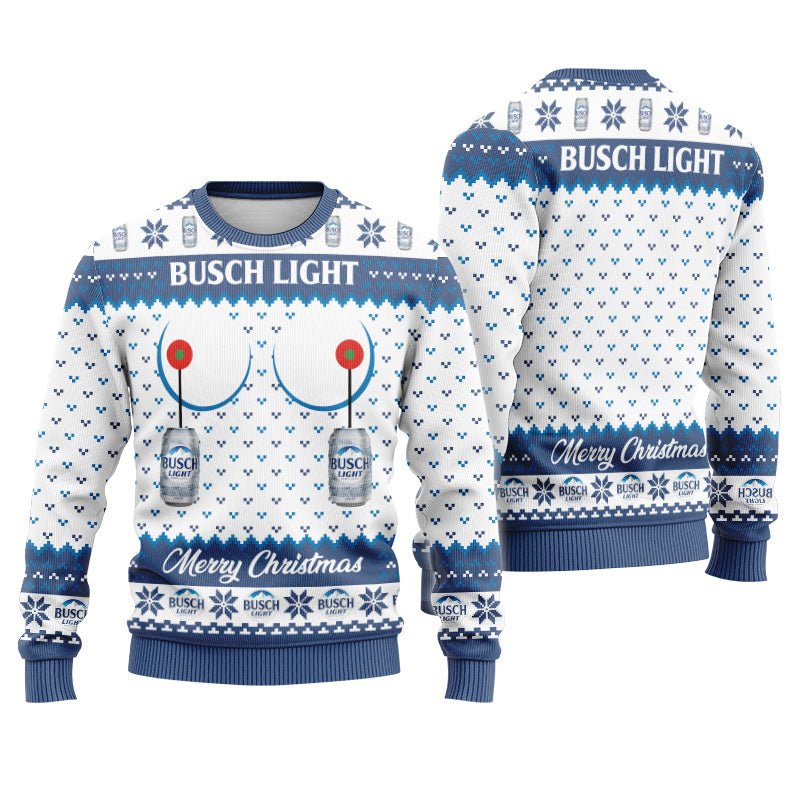 Busch Light Merry Christmas Ugly Sweater - Flexiquor.com