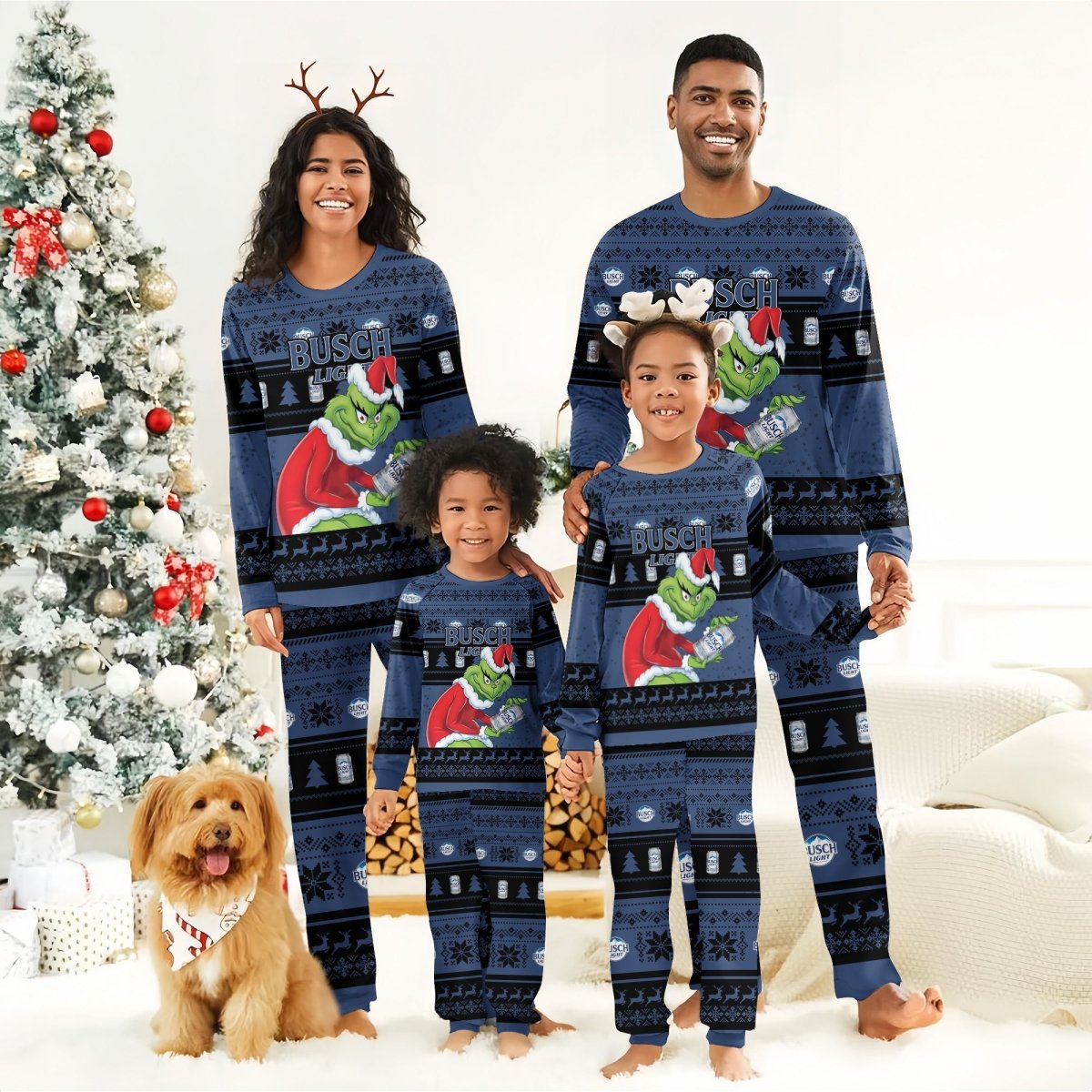 Busch Light Santa Grinch Family Pajamas Set - Flexiquor.com