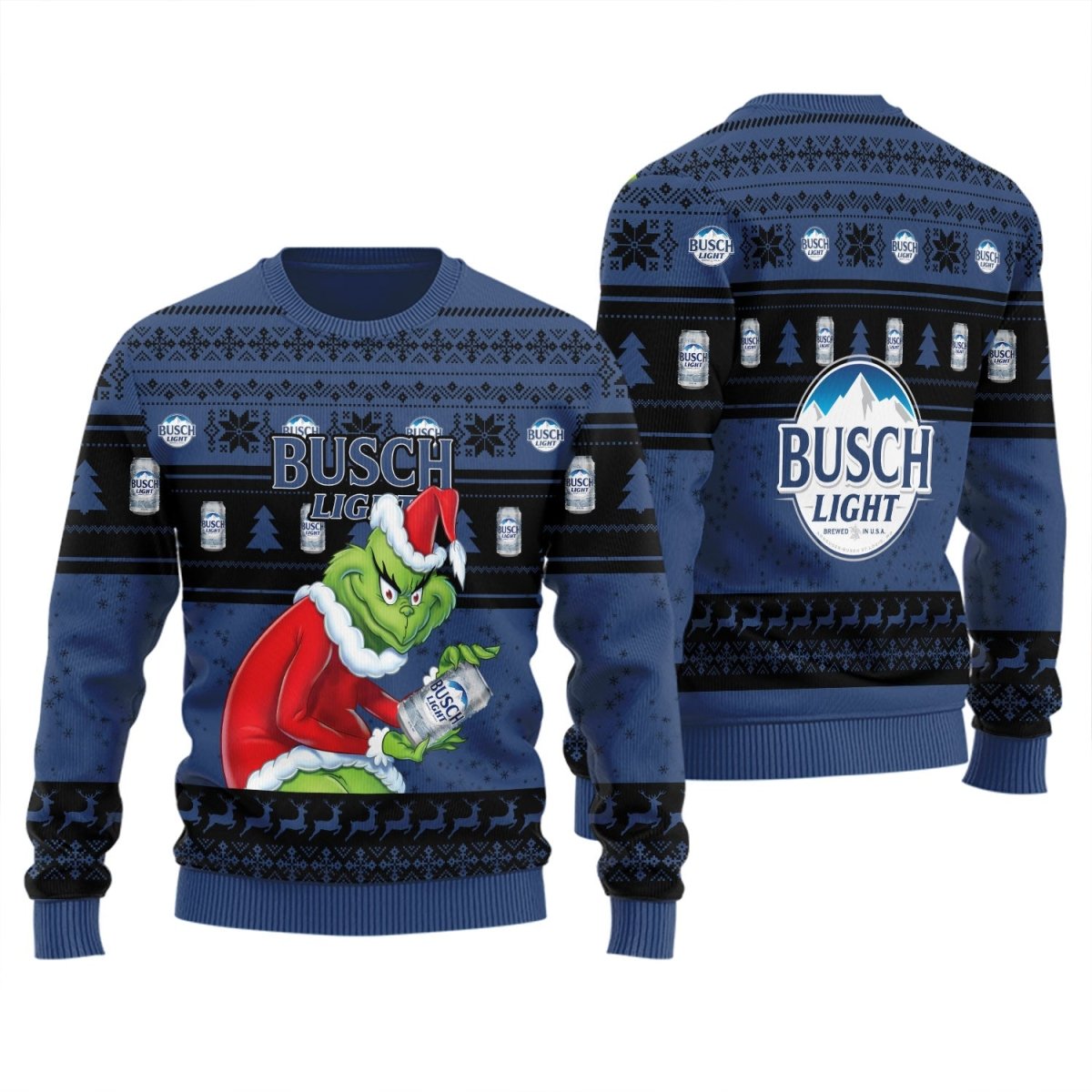 Busch Light Santa Grinch Ugly Sweater - Flexiquor.com