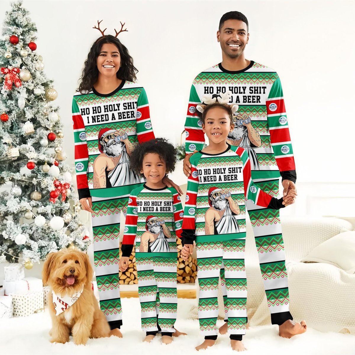 Busch Light Santa Need A Beer Family Pajamas Set - Flexiquor.com