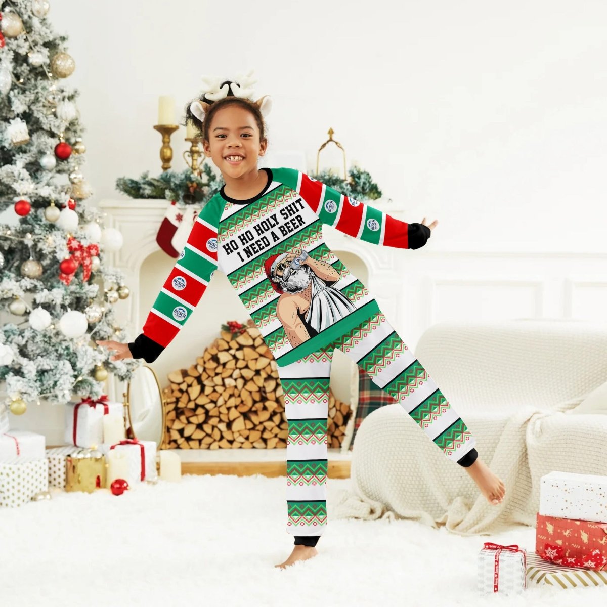 Busch Light Santa Need A Beer Family Pajamas Set - Flexiquor.com