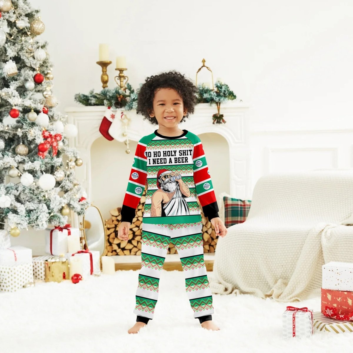 Busch Light Santa Need A Beer Family Pajamas Set - Flexiquor.com