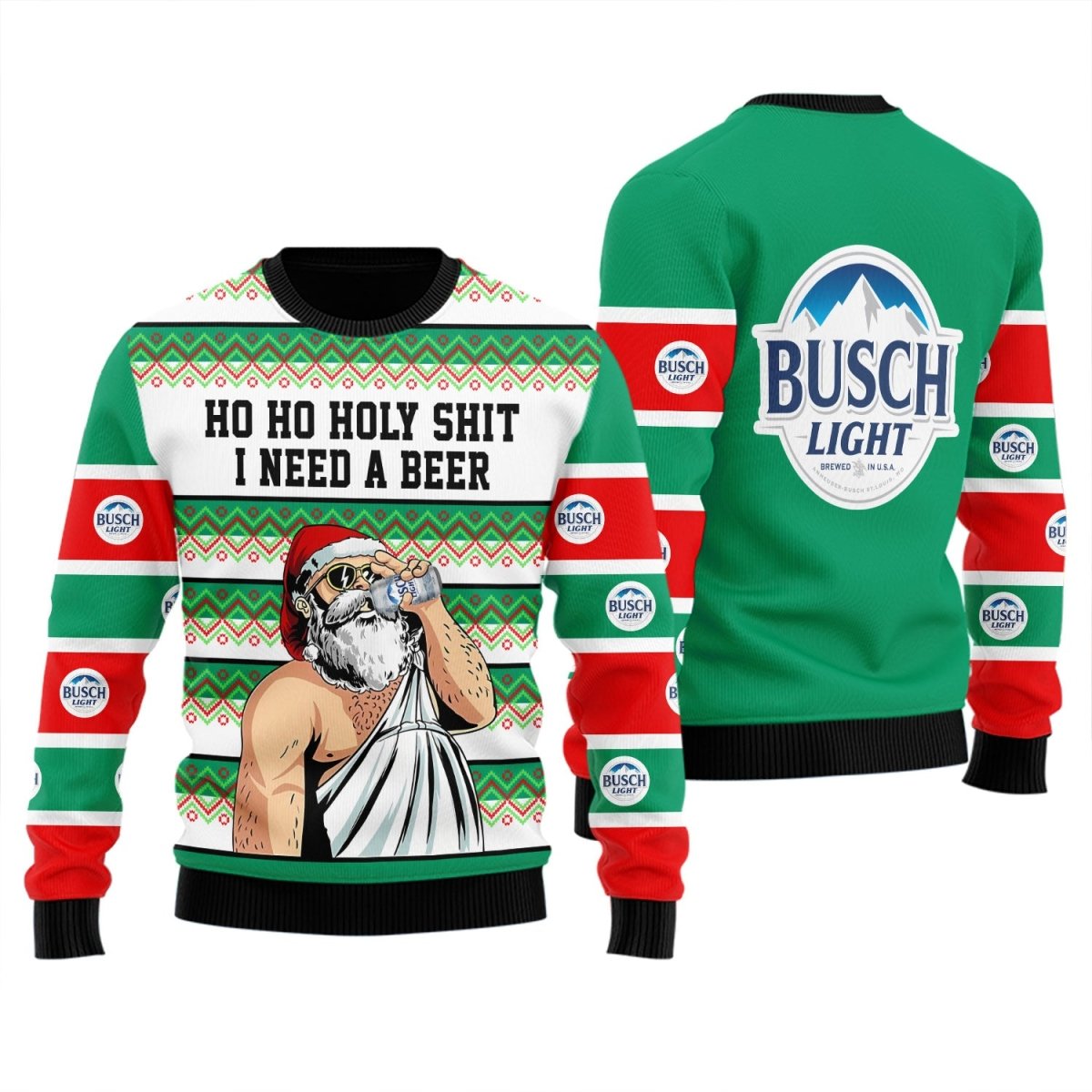 Busch Light Santa Need A Beer Ugly Sweater - Flexiquor.com