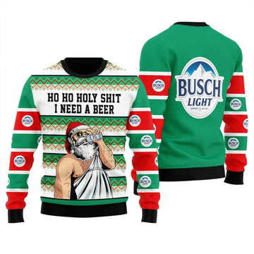 Busch Light Santa Need A Beer Ugly Sweater - Flexiquor.com