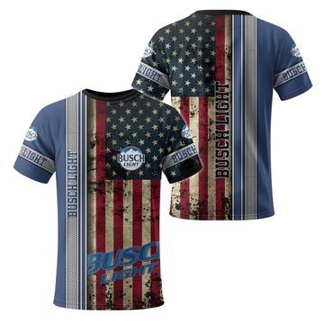 Busch Light Stainless Steel American Flag T-Shirt - Flexiquor.com