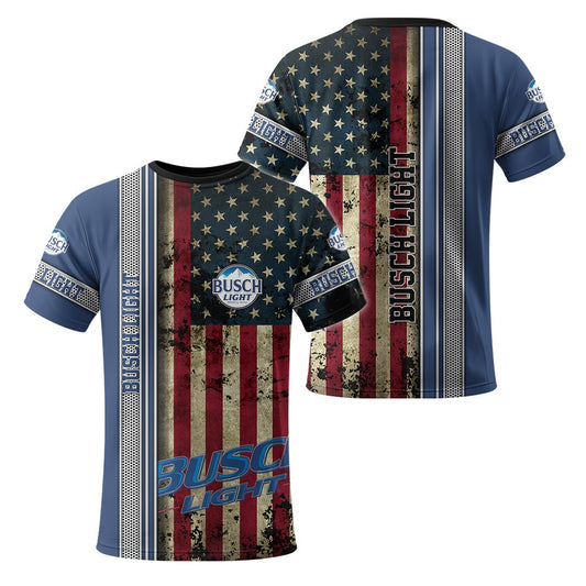 Busch Light Stainless Steel American Flag T-Shirt - Flexiquor.com