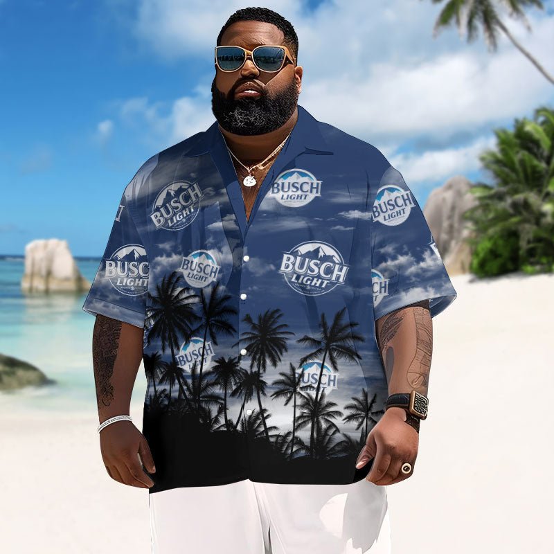 Busch Light Sunset Men's Plus Size Hawaiian Shirt - Flexiquor.com