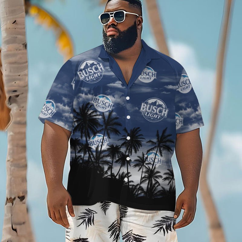 Busch Light Sunset Men's Plus Size Hawaiian Shirt - Flexiquor.com