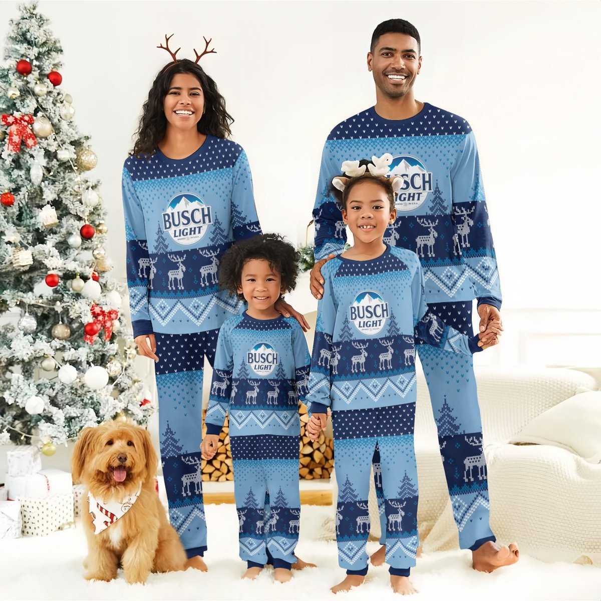 Busch Light Winter Reindeer Family Pajamas Set - Flexiquor.com