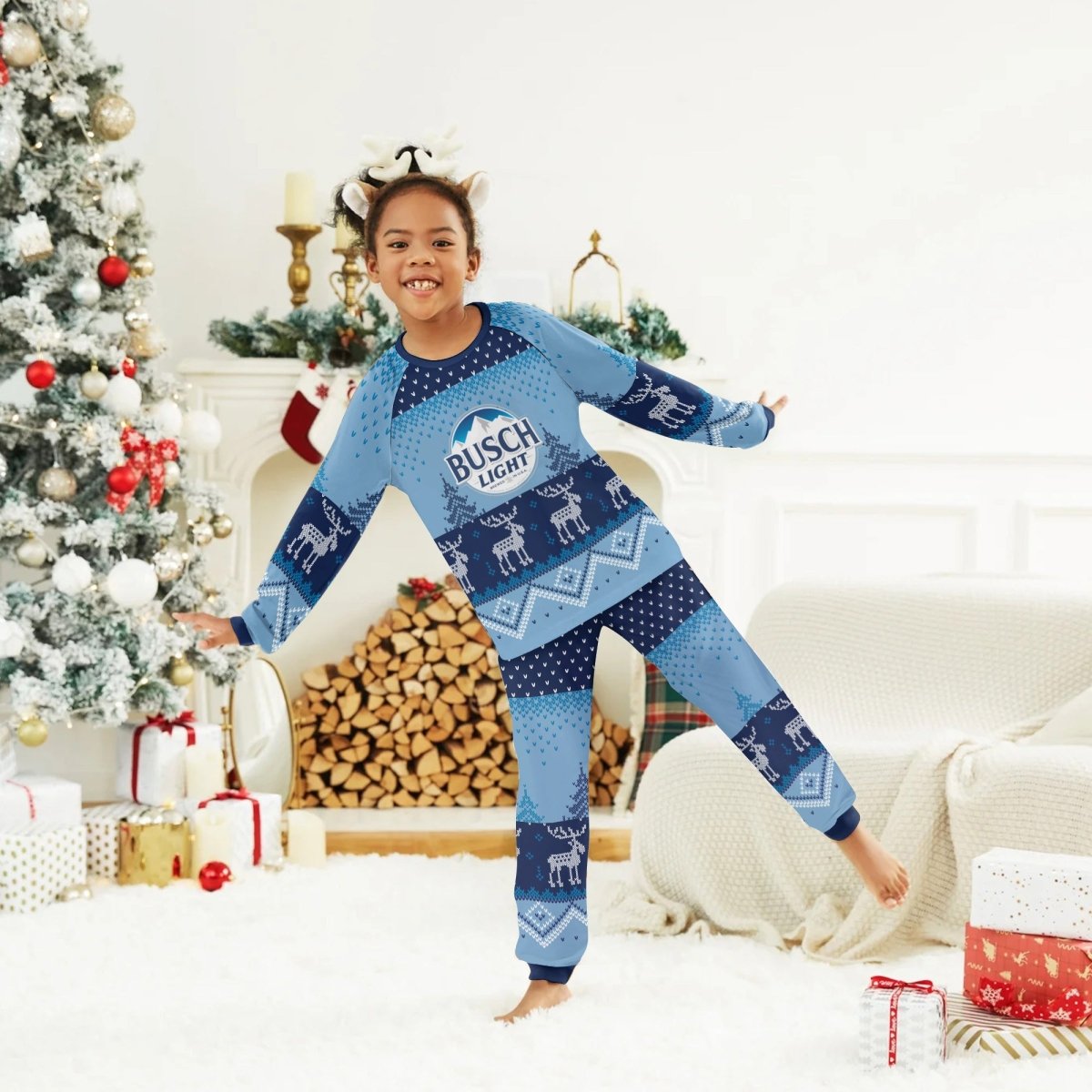 Busch Light Winter Reindeer Family Pajamas Set - Flexiquor.com