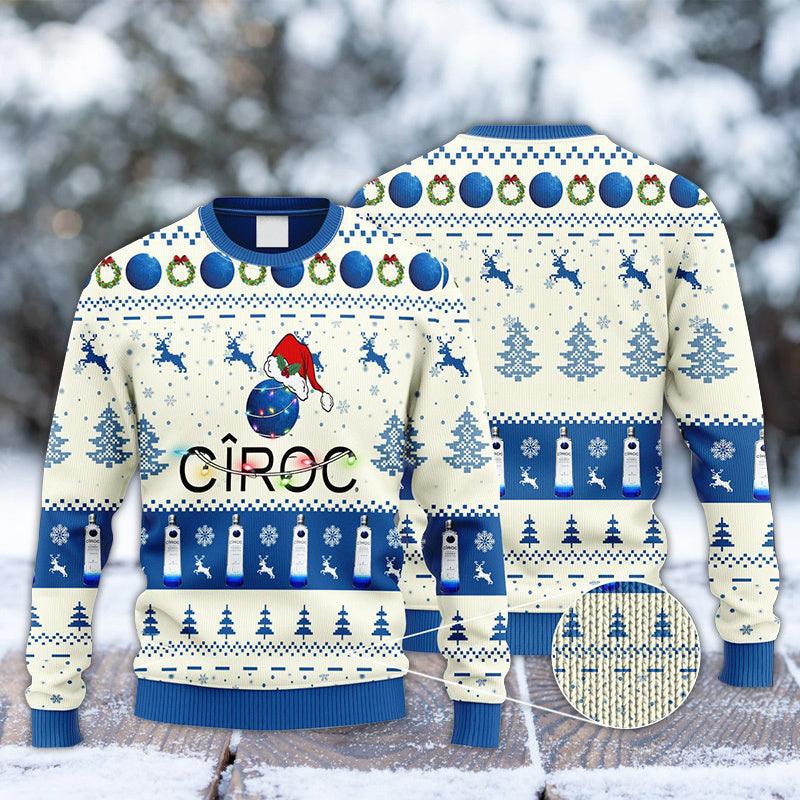 Ciroc Vodka Reindeer Snowy Night Ugly Sweater