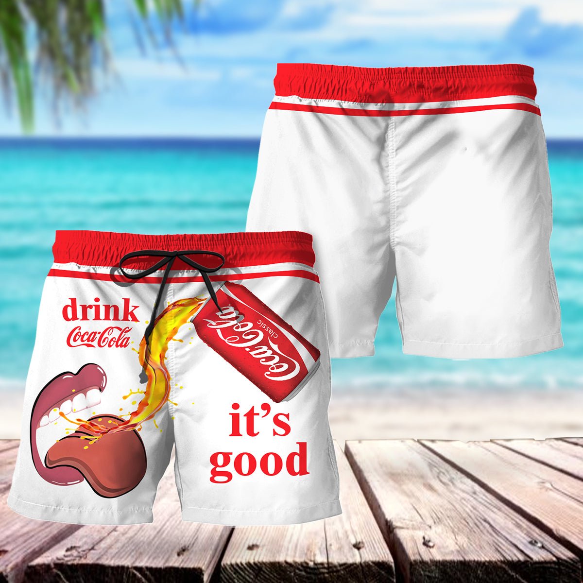 Let's Drink Coca Cola Swim Trunks - Flexiquor.com