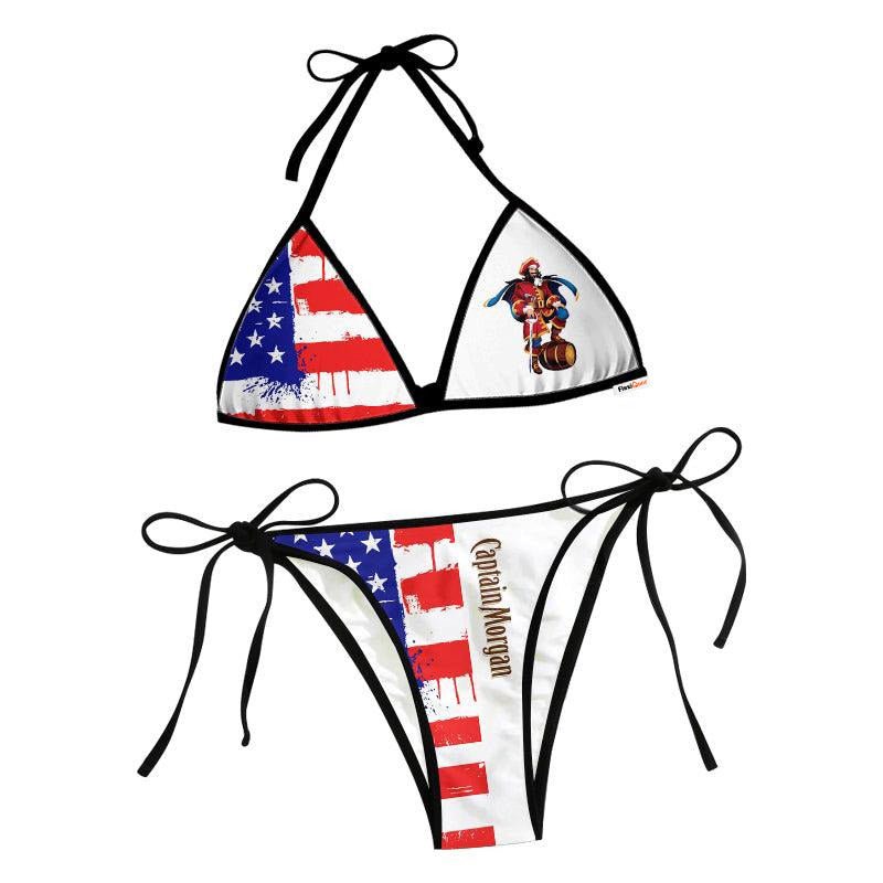 Captain Morgan American Flag Triangle Beach Bikini - Flexiquor.com