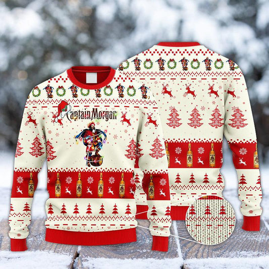 Captain Morgan Reindeer Snowy Night Ugly Sweater