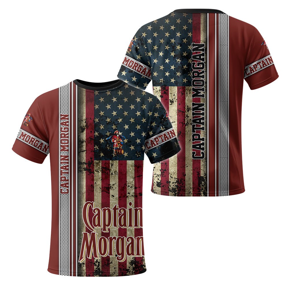 Captain Morgan Stainless Steel American Flag T-Shirt - Flexiquor.com