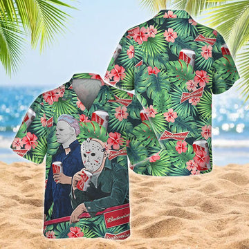 Chilling Halloween With Budweiser Hawaiian Shirt - Flexiquor.com