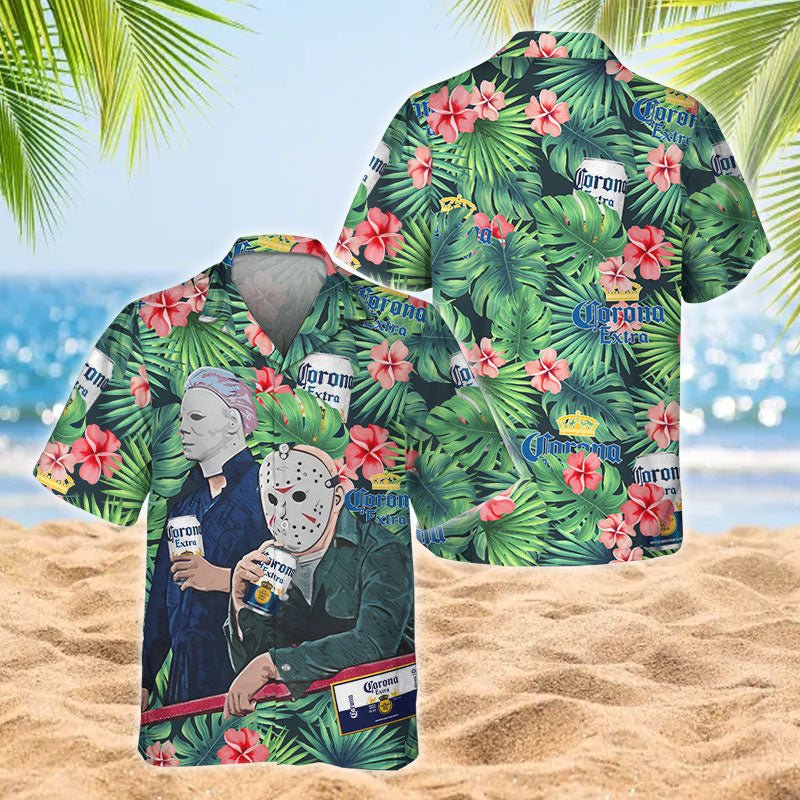 Chilling Halloween With Corona Extra Hawaiian Shirt - Flexiquor.com