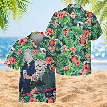 Chilling Halloween With Miller Lite Hawaiian Shirt - Flexiquor.com