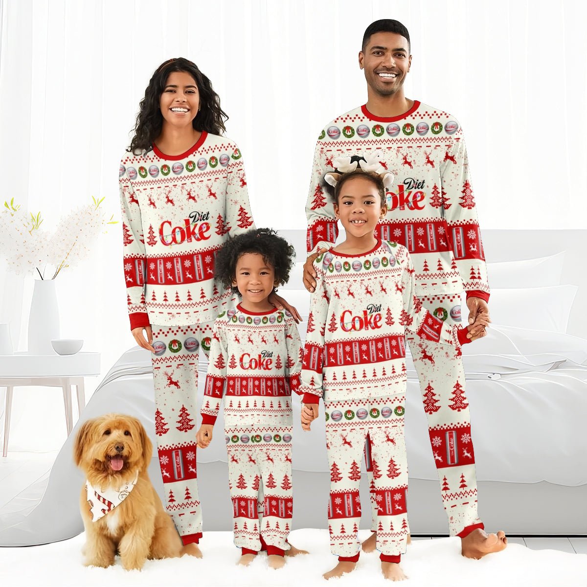 Coke Diet Christmas Reindeer Family Pajamas Set - Flexiquor.com