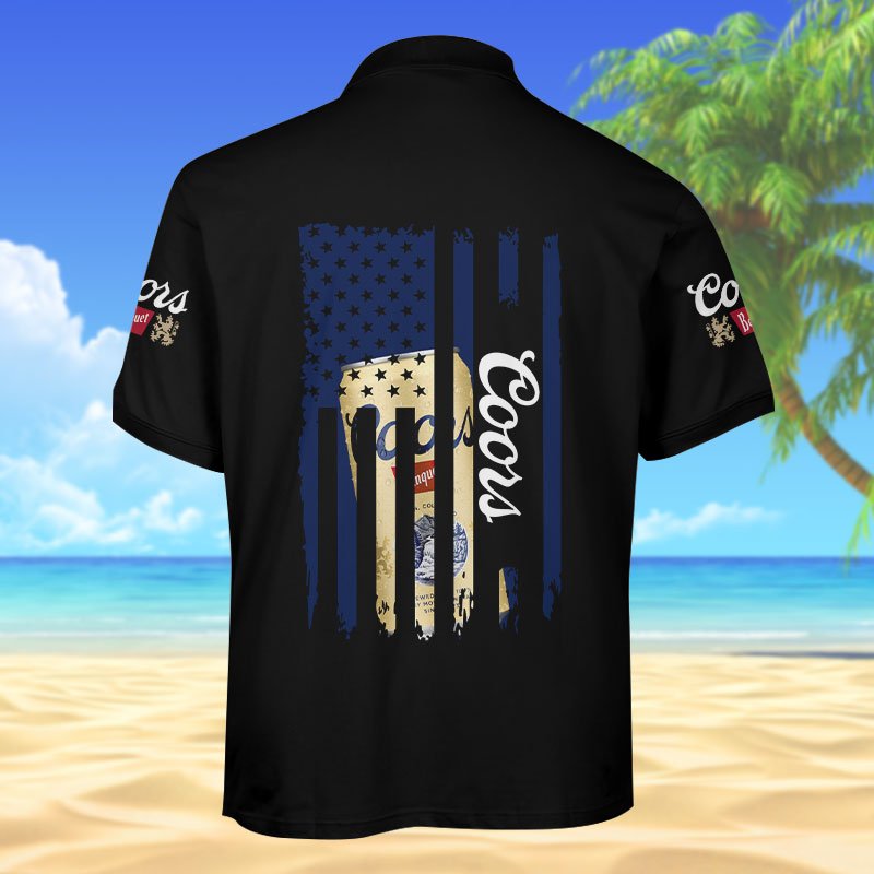 Coors Banquet American Flag Men's Plus Size Polo Shirt - Flexiquor.com