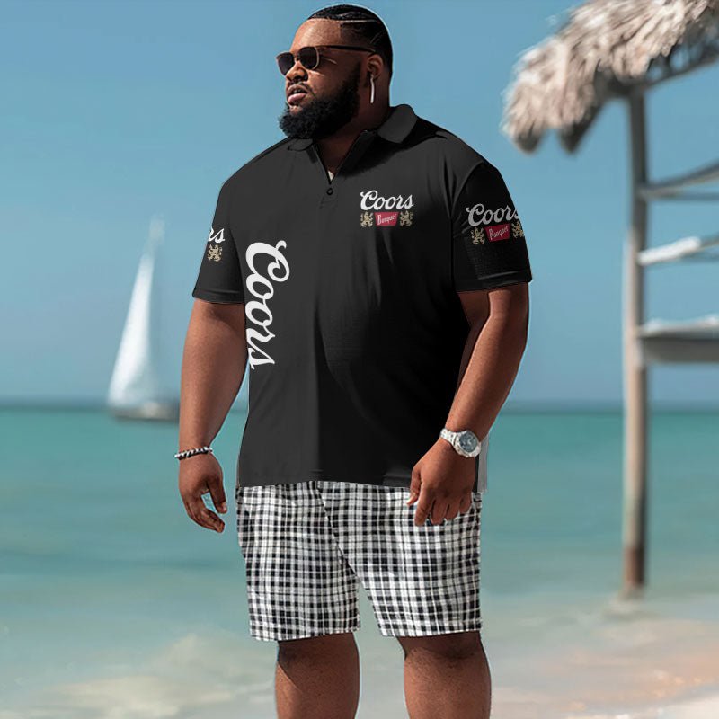 Coors Banquet American Flag Men's Plus Size Polo Shirt - Flexiquor.com