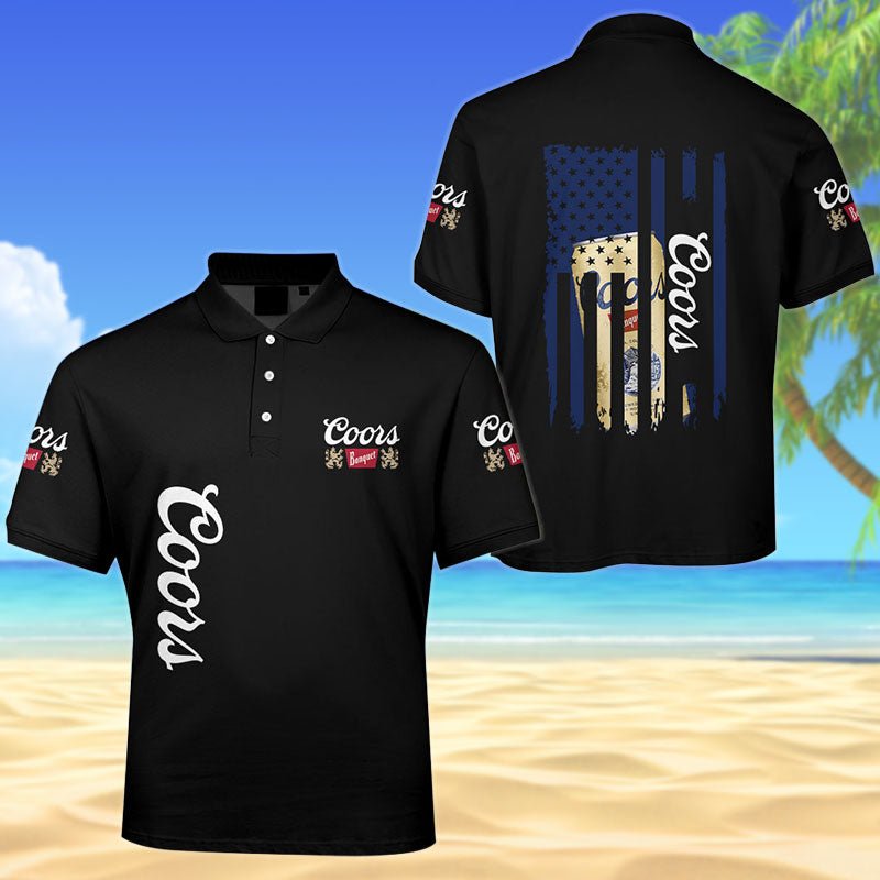 Coors Banquet American Flag Men's Plus Size Polo Shirt - Flexiquor.com