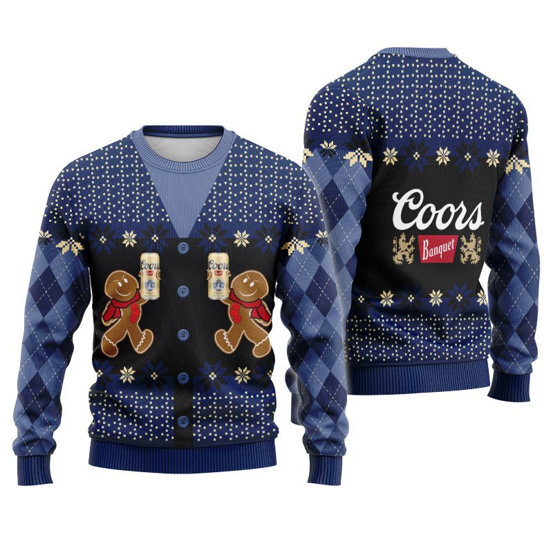 Coors Banquet Christmas Gingerbread Ugly Sweater - Flexiquor.com