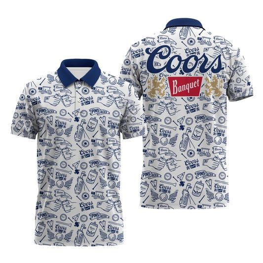 Coors Banquet Doodle Art Polo Shirt - Flexiquor.com