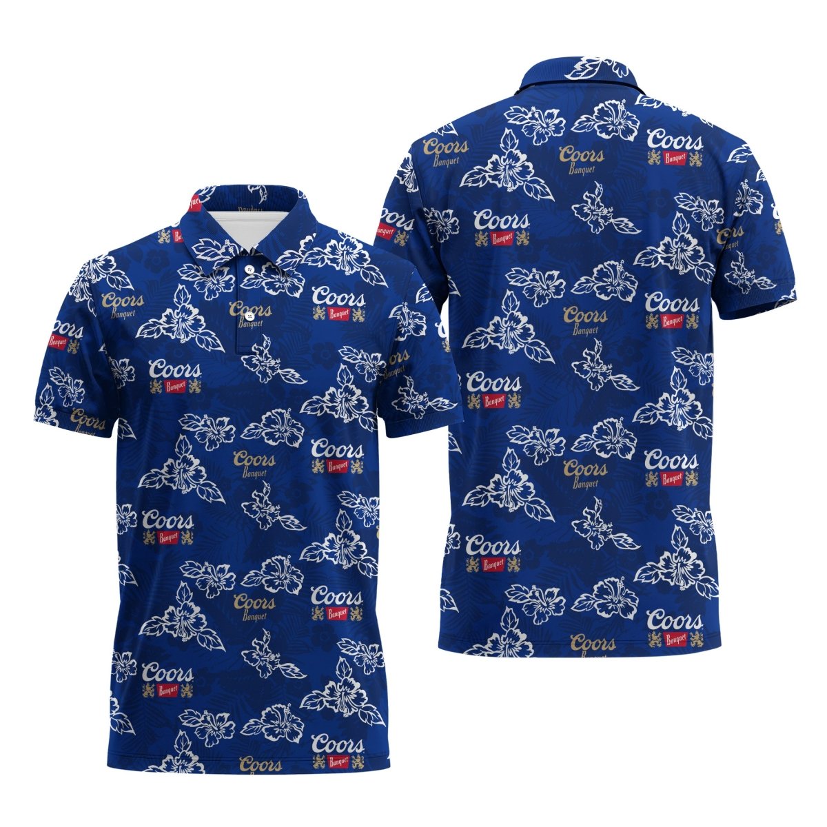 Coors Banquet Hibiscus Flower Polo Shirt - Flexiquor.com