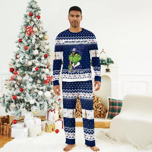 Coors Banquet Make Grinch Happy Family Pajamas Set - Flexiquor.com