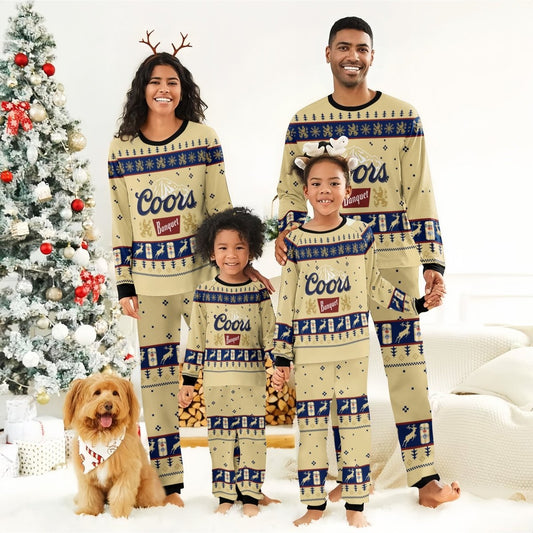 Coors Banquet Santa Rudolph Deer Family Pajamas Set - Flexiquor.com