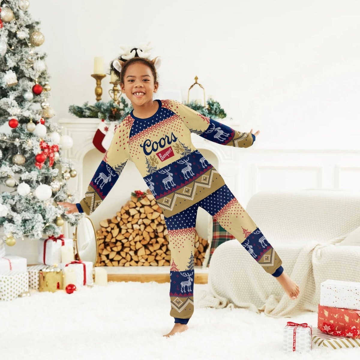 Coors Banquet Winter Reindeer Family Pajamas Set - Flexiquor.com