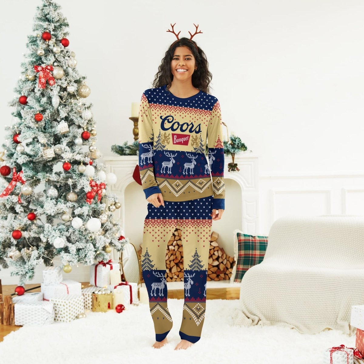 Coors Banquet Winter Reindeer Family Pajamas Set - Flexiquor.com