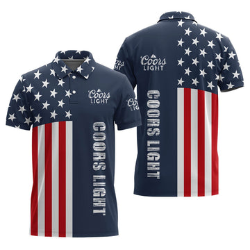 Coors Light America Flag Polo Shirt - Flexiquor.com